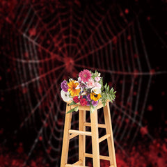 Aperturee - Black Bloody Spider Web Halloween Theme Backdrop