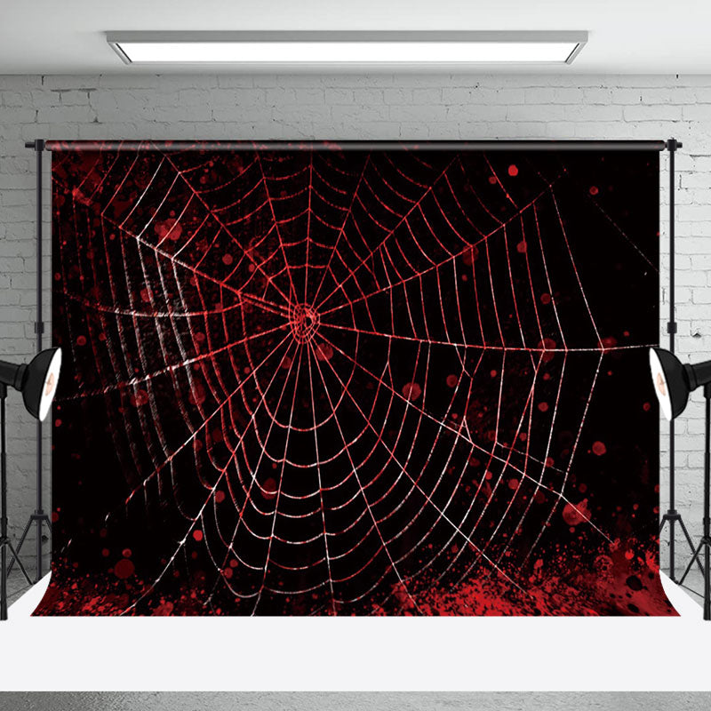 Aperturee - Black Bloody Spider Web Halloween Theme Backdrop