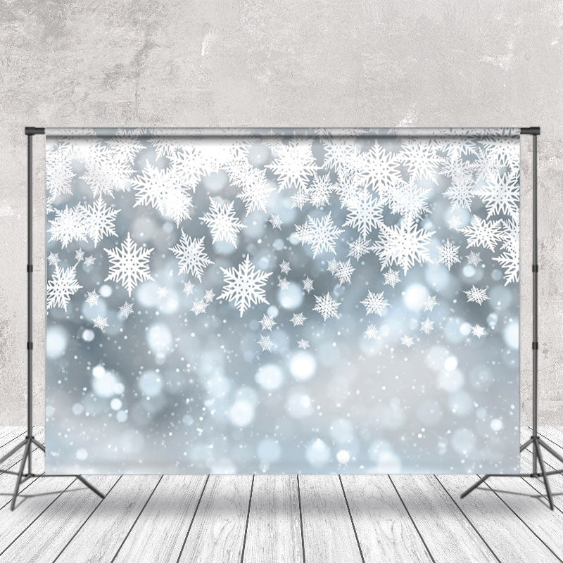 Aperturee - Bokeh Snowflake White Winter Scenery Backdrop