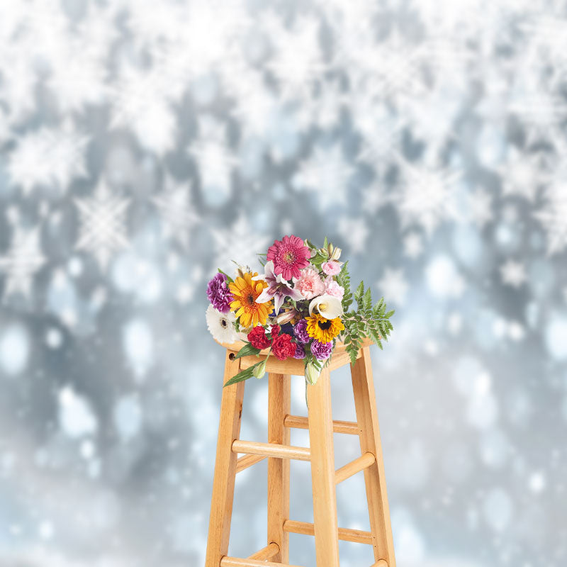 Aperturee - Bokeh Snowflake White Winter Scenery Backdrop