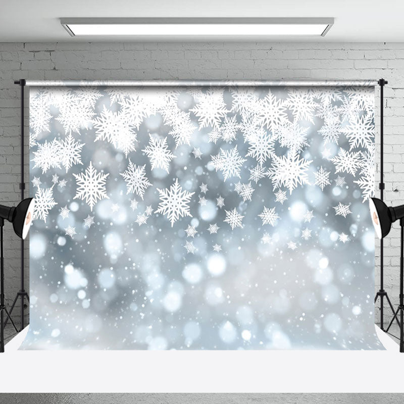 Aperturee - Bokeh Snowflake White Winter Scenery Backdrop