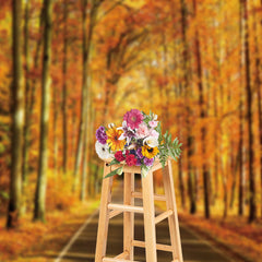 Aperturee - Fall Leaves Forest Autumn Scenery Photo Backdrop