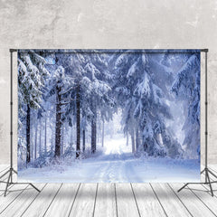 Aperturee - Snow Forest Silver Wonderland Winter Backdrop