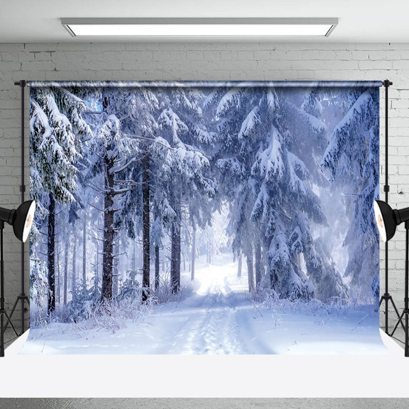 Aperturee - Snow Forest Silver Wonderland Winter Backdrop