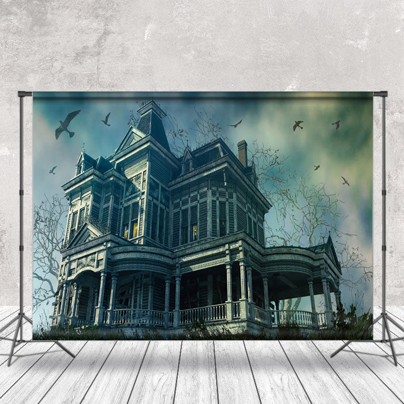 Aperturee - Vintage Abandoned Villa Bird Halloween Backdrop