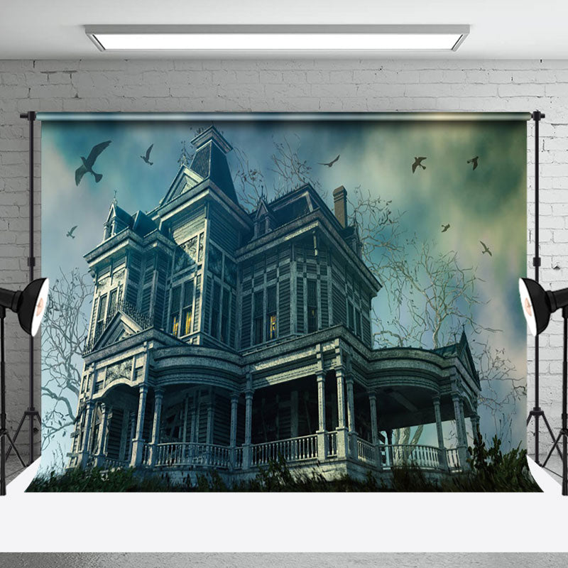 Aperturee - Vintage Abandoned Villa Bird Halloween Backdrop