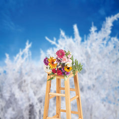 Aperturee - Cedar Snowflake Blue Sky Wonderland Winter Backdrop