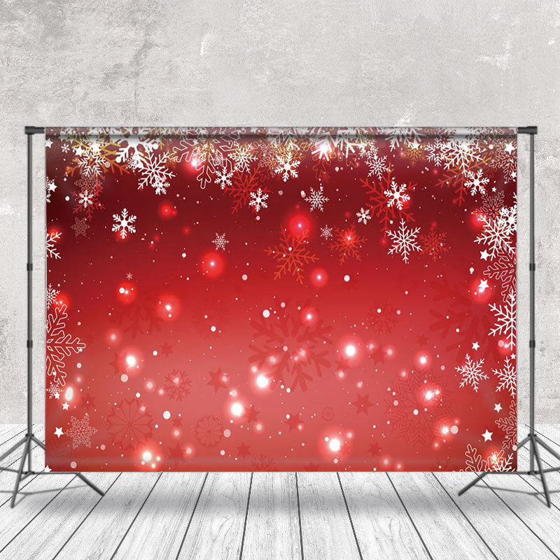 Aperturee - Red Bokeh Snowflake Winter Christmas Backdrop