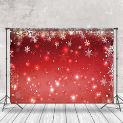 Aperturee - Red Bokeh Snowflake Winter Christmas Backdrop