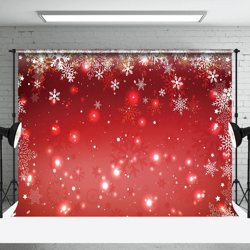 Aperturee - Red Bokeh Snowflake Winter Christmas Backdrop