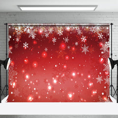 Aperturee - Red Bokeh Snowflake Winter Christmas Backdrop