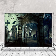 Aperturee - Gravestone Horrible Skeleton Mist Halloween Backdrop