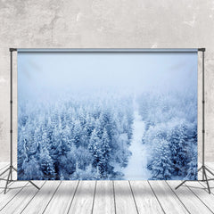 Aperturee - Winter Foggy Snowy Forest Wonderland Backdrop