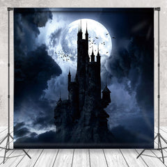 Aperturee - Scary Castle Dark Night Full Moon Halloween Backdrop