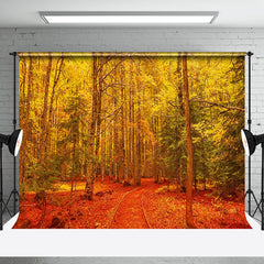 Aperturee - Autumn Golden Leaves Forest Photography Backdrop