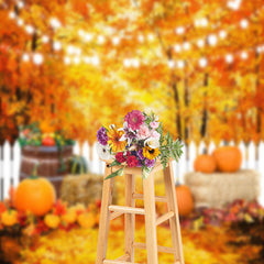 Aperturee - Maple Leaves Golden Pumpkin Oil Painting Backdrop