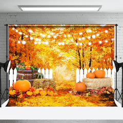 Aperturee - Maple Leaves Golden Pumpkin Oil Painting Backdrop