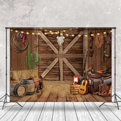 Aperturee - Western Cowboy Wooden Door Musical Instrument Backdrop