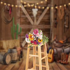 Aperturee - Western Cowboy Wooden Door Musical Instrument Backdrop