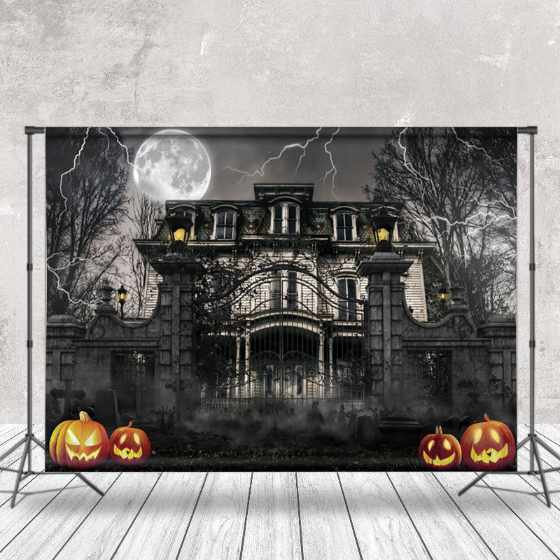 Aperturee - Dilapidated Building Night Zombie Halloween Backdrop