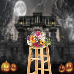 Aperturee - Dilapidated Building Night Zombie Halloween Backdrop