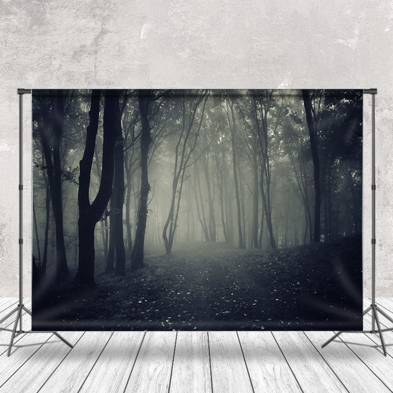 Aperturee - Scary Black Woods Shrouded In Mist Photo Backdrop