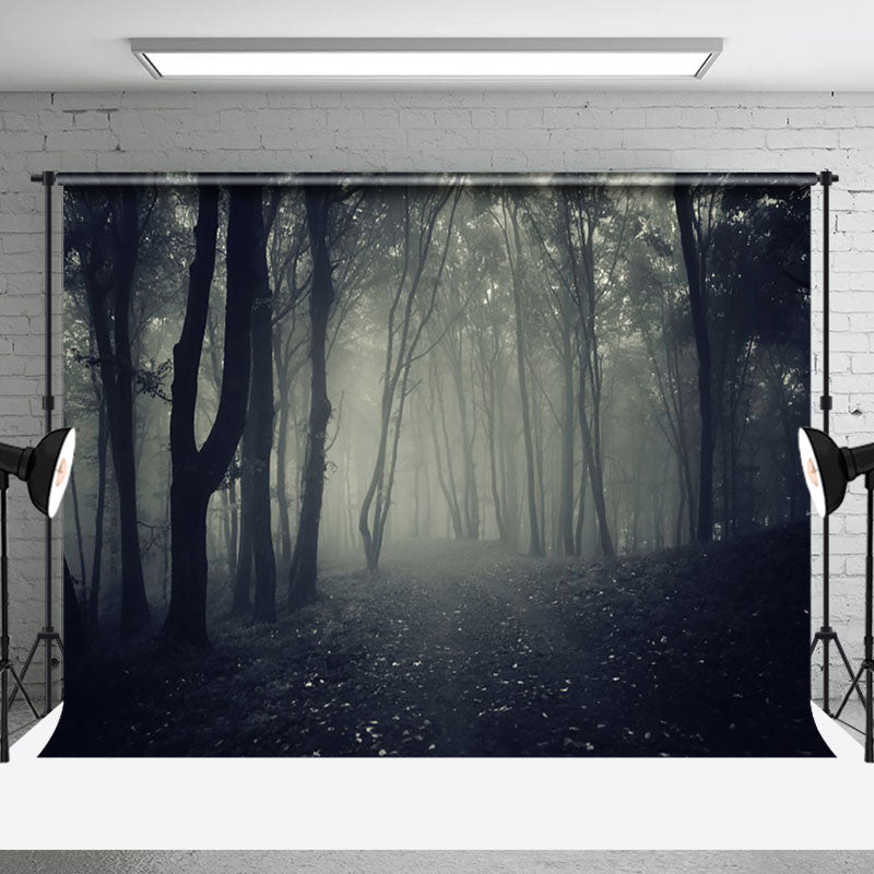 Aperturee - Scary Black Woods Shrouded In Mist Photo Backdrop