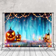 Aperturee - LED Light Pumpkin Skull Halloween Photo Backdrop