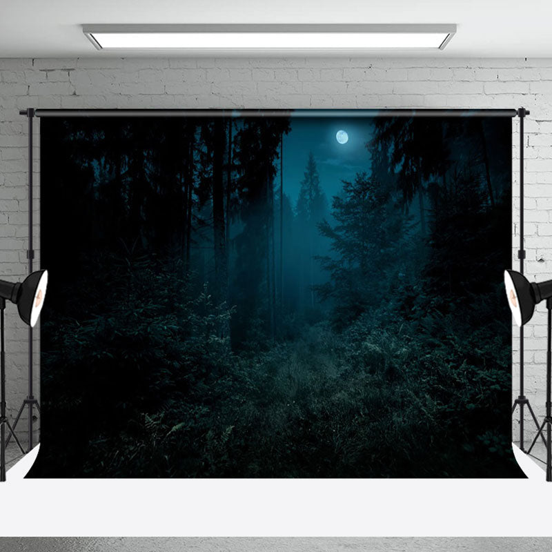 Aperturee - Horrible Forest Under Moonlight At Night Backdrop