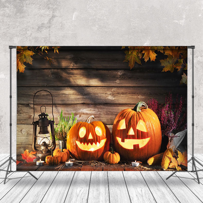 Aperturee - Pumpkin Wooden Board Kerosene Lamp Autumn Backdrop