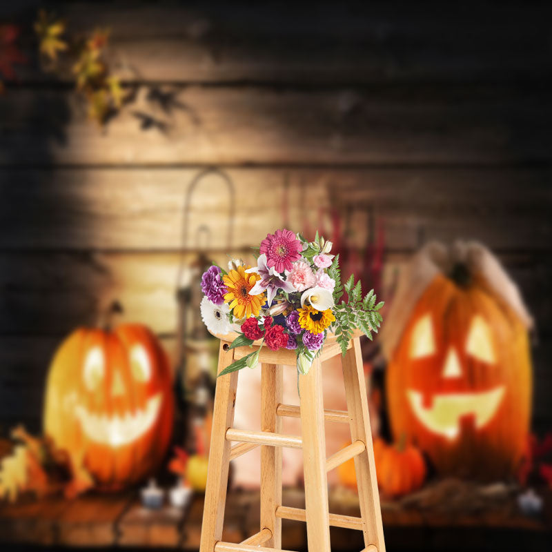 Aperturee - Horror Pumpkin Plank Background Halloween Backdrop