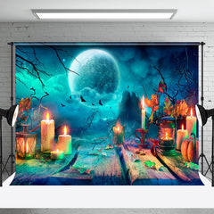 Aperturee - Blue Moon Bat Candle Halloween Photography Backdrop