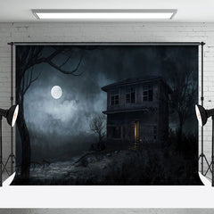 Aperturee - Horror Old Wooden House In Moonlight Halloween Backdrop