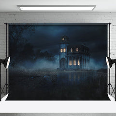 Aperturee - The Lighted Cabin On A Spooky Night Halloween Backdrop