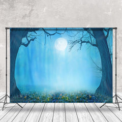 Aperturee - Two Trees Night Blue Moon Halloween Photo Backdrop