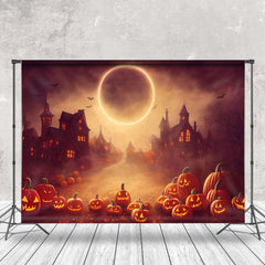 Aperturee - Lunar Eclipse Scary Pumpkin Castle Halloween Backdrop