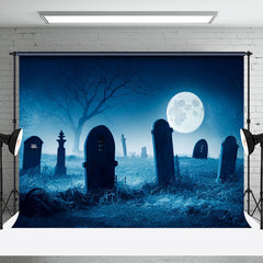 Aperturee - Horror Cemetery Night Moon Halloween Photo Backdrop