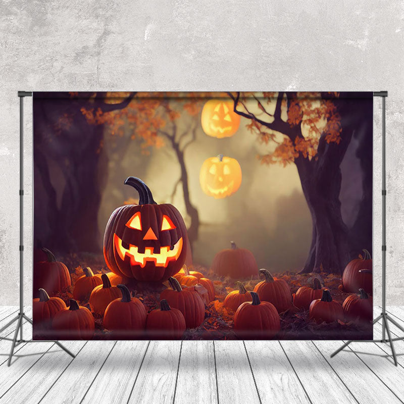 Aperturee - Autumn Pumpkin Harvest Fallen Leaves Photo Backdrop