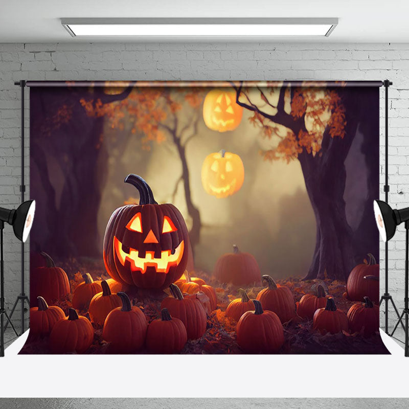 Aperturee - Autumn Pumpkin Harvest Fallen Leaves Photo Backdrop