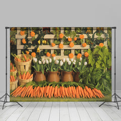 Aperturee - Aperturee Rural Greenery Carrots Floral Spring Photo Backdrop