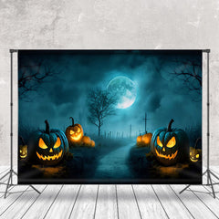 Aperturee - Roadside Scary Pumpkin Night Halloween Backdrop