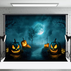 Aperturee - Roadside Scary Pumpkin Night Halloween Backdrop