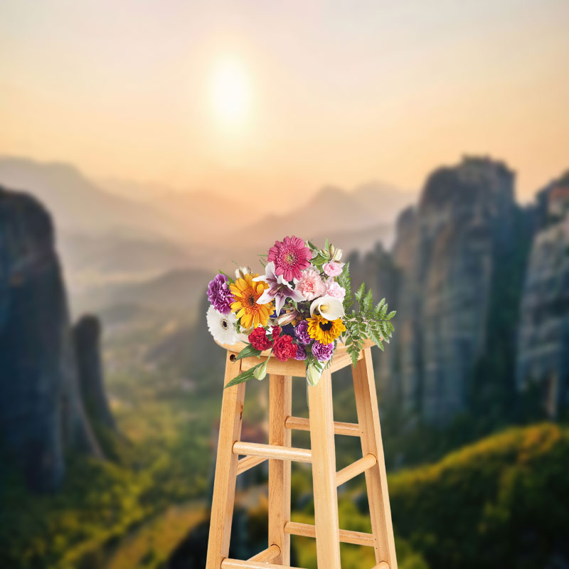 Aperturee - Mountains Sunrise Natural Scenery Photo Backdrop