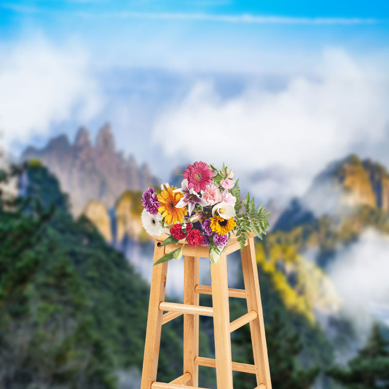 Aperturee - Cloud Sea Mountain Top Overlooking Photo Backdrop