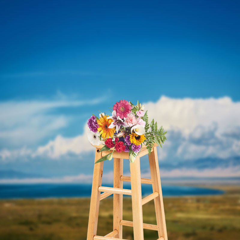 Aperturee - Blue Sky Grass Natural Scenery Photography Backdrop