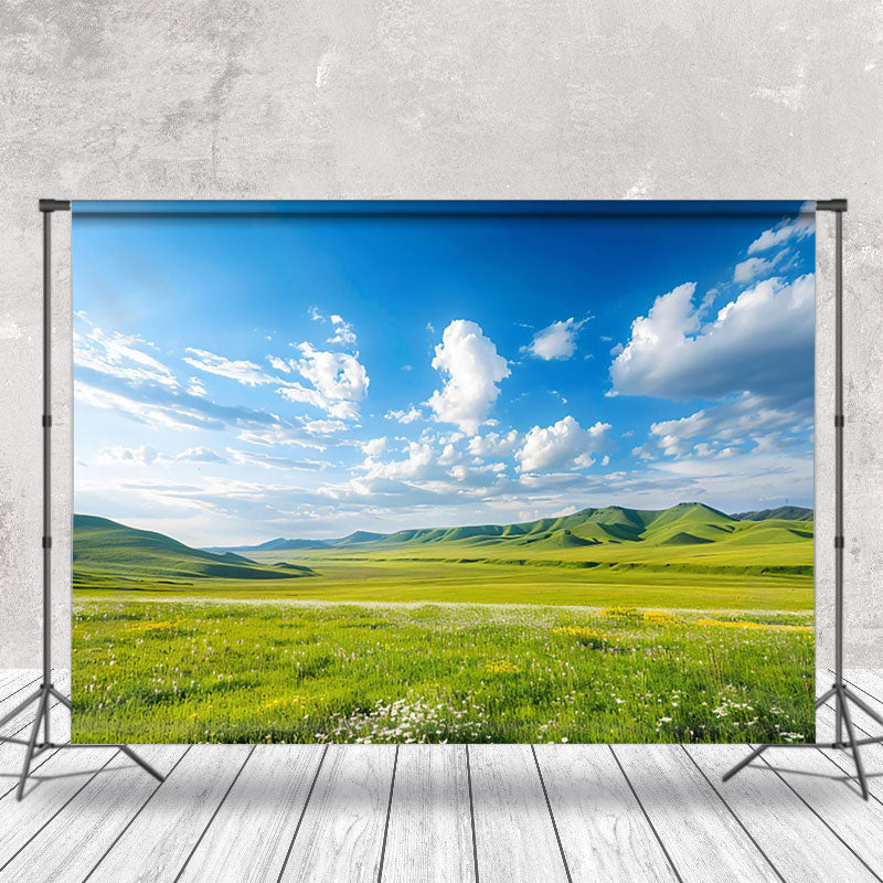 Aperturee - Magnificent View Of Green Grassland Photo Backdrop