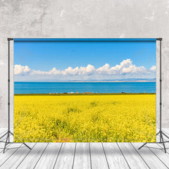 Aperturee - Blooming Rapeseed Flowers Sea Scenery Photo Backdrop