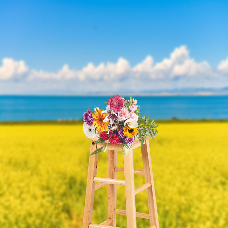 Aperturee - Blooming Rapeseed Flowers Sea Scenery Photo Backdrop