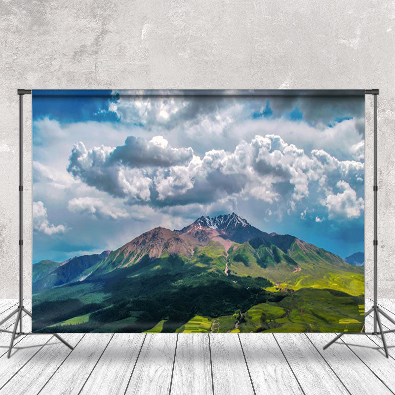 Aperturee - Clouds On Snowy Mountaintop Landscape Backdrop