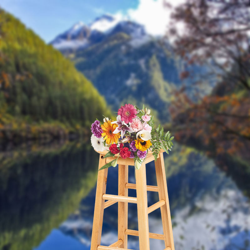 Aperturee - Mountain Trees Reflected In Clear River Backdrop